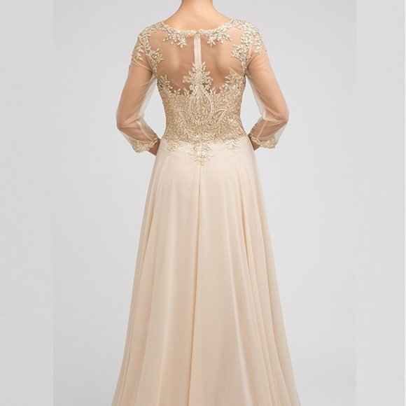 Lace Bodice Illusion Long Sleeve Dress JTM12